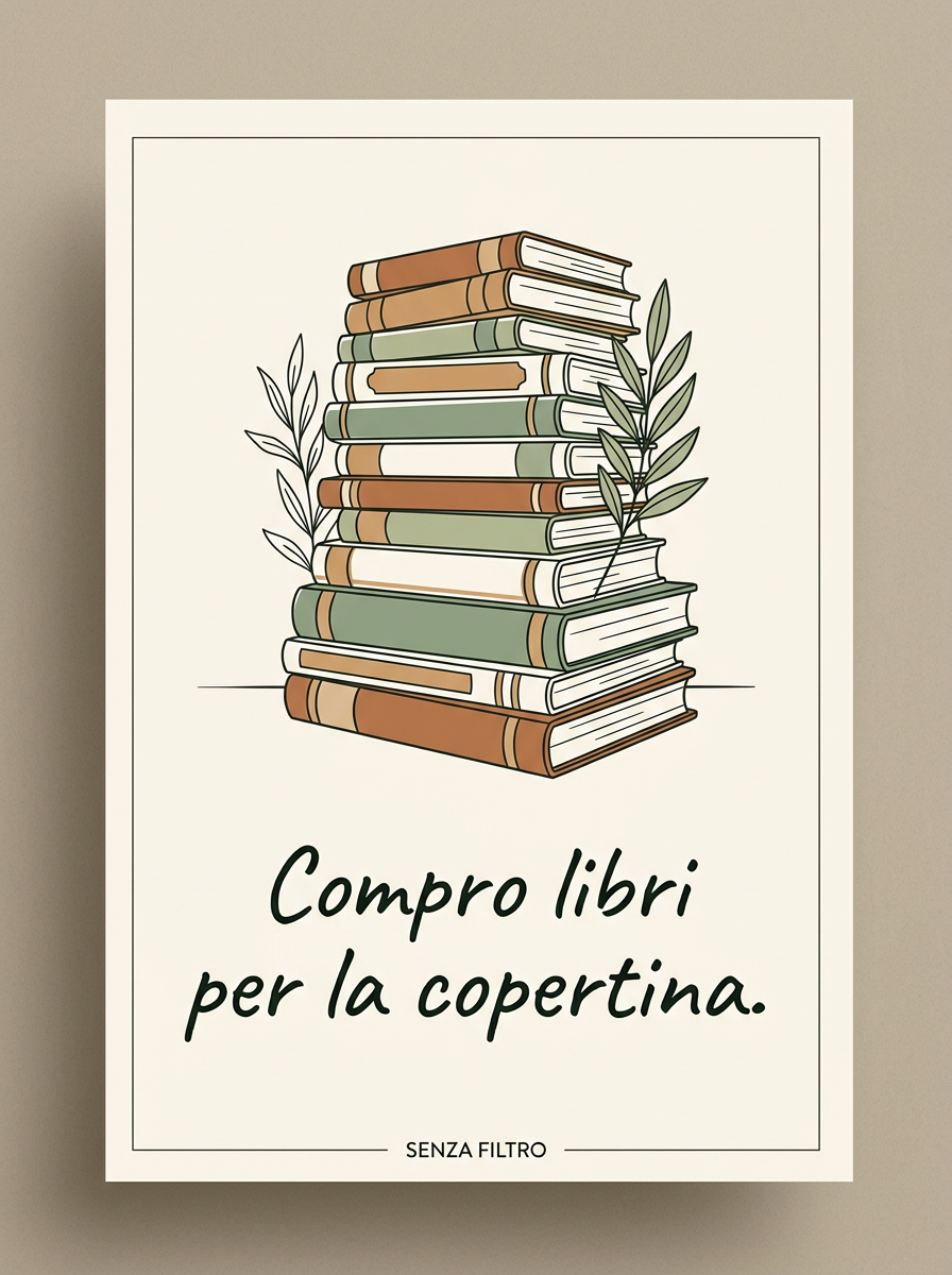 Serie CONFESSIONI DOMESTICHE — Auto-ironia in cornice — Compro libri per la copertina.