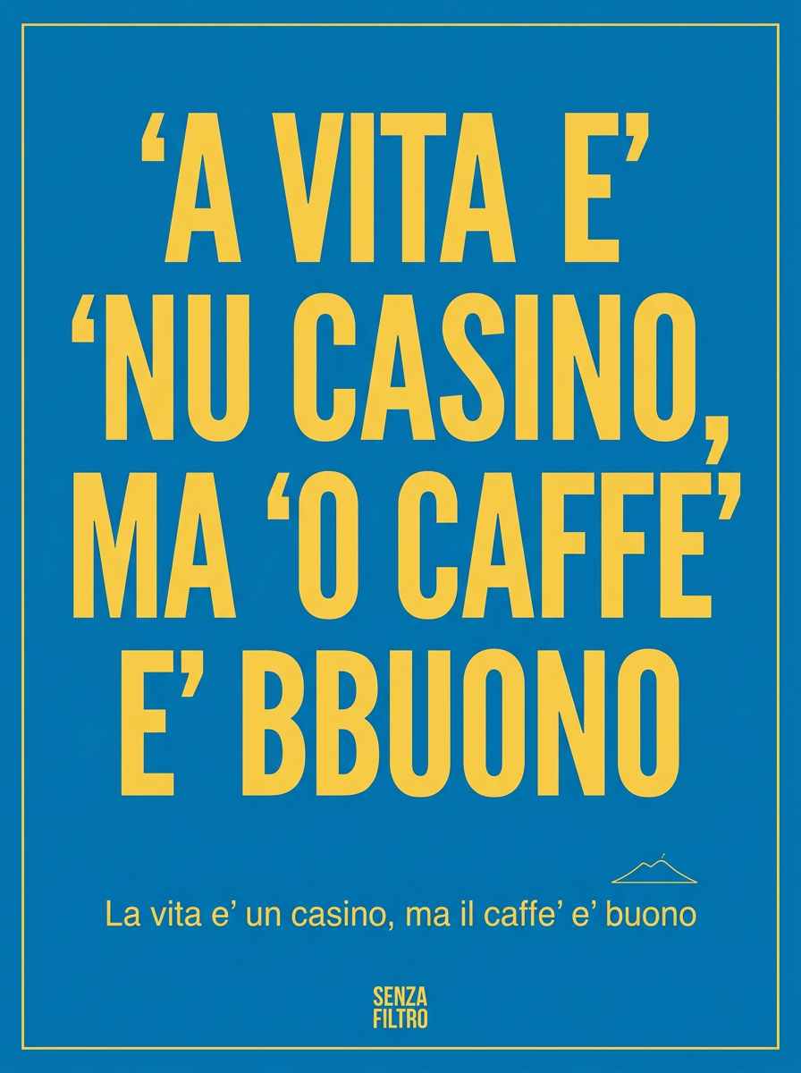 Serie IN DIALETTO — Le frasi del brand nelle lingue d'Italia — 'A vita è 'nu casino, ma 'o caffè è bbuono — Napoletano