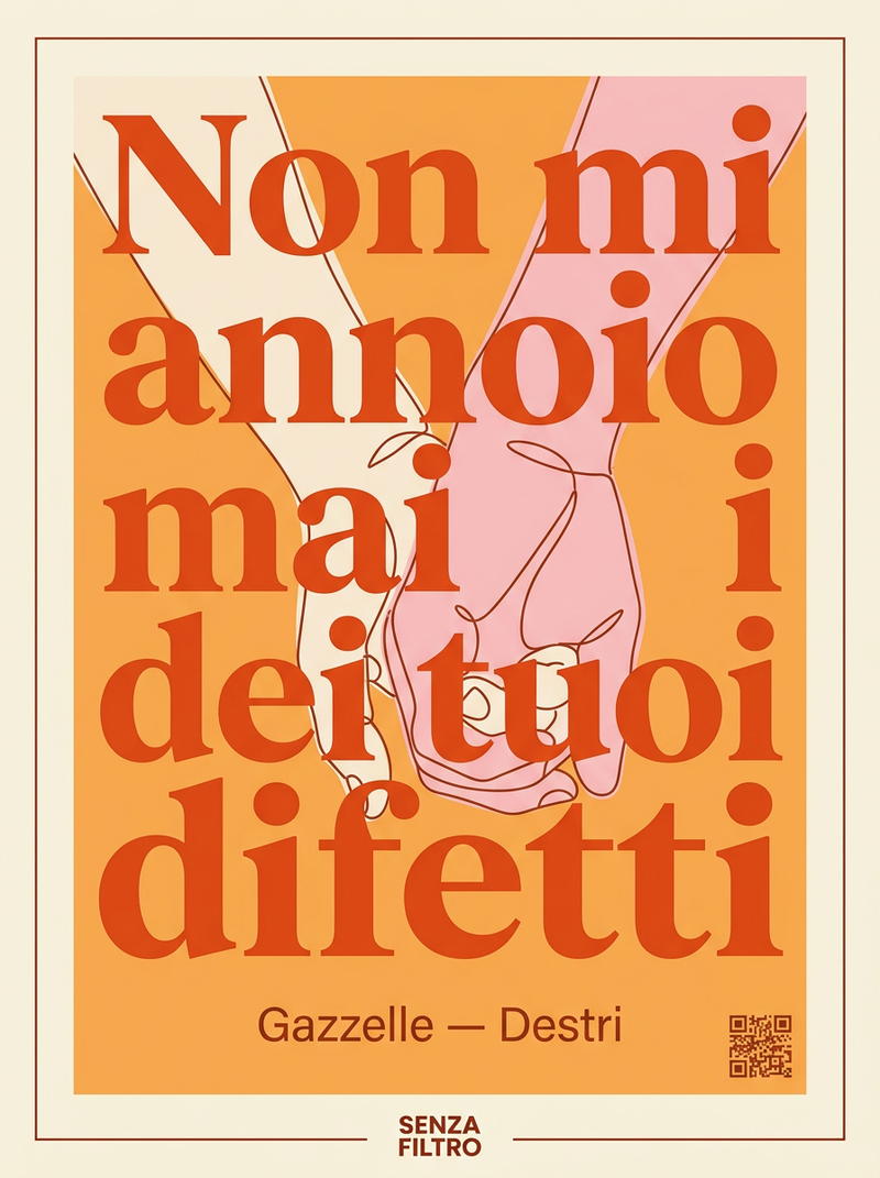 Serie LA TUA CANZONE — Lyrics con illustrazione artistica — Non mi annoio mai dei tuoi difetti — Gazzelle