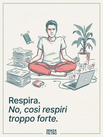 Serie PIANO B — Il caos quotidiano illustrato — Respira. No, così respiri troppo forte.